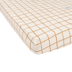 Camel Check Cotton Fitted Sheet by Malomi Kids