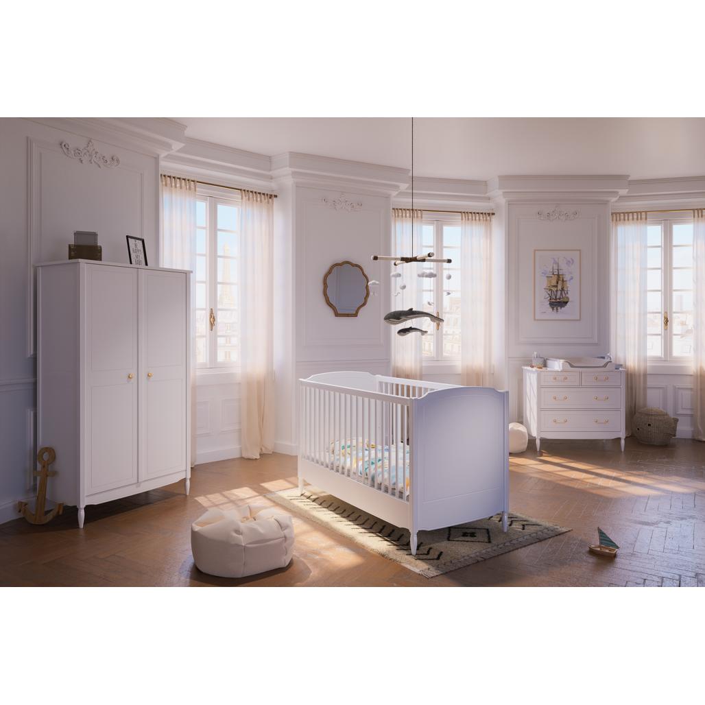 LAFAYETTE NEIGE Evolutive Bed 70X140 - From Crib to Junior Bed or Desk