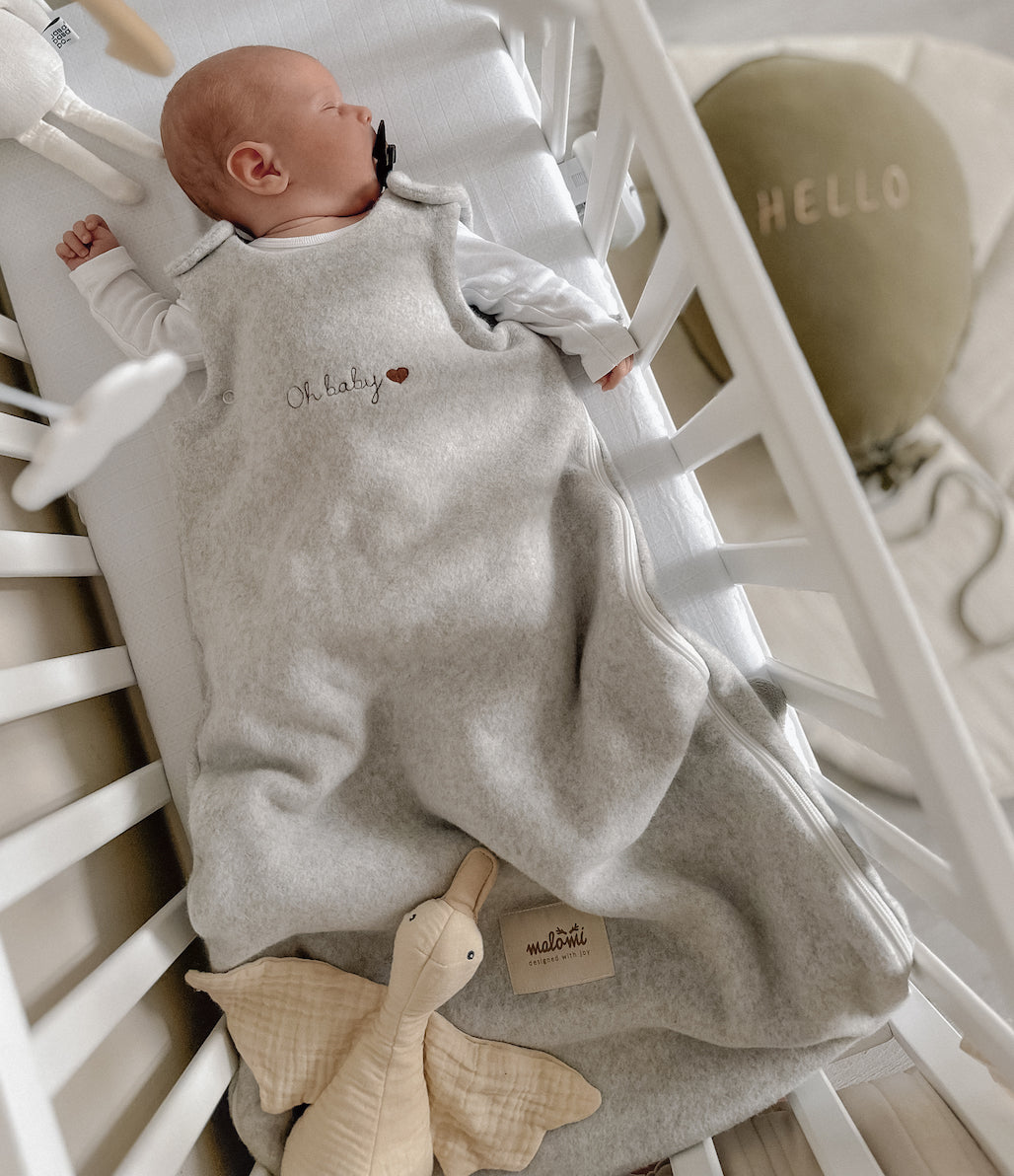 Organic Fleece Baby Sleeping Bag Grey by Malomi Kids