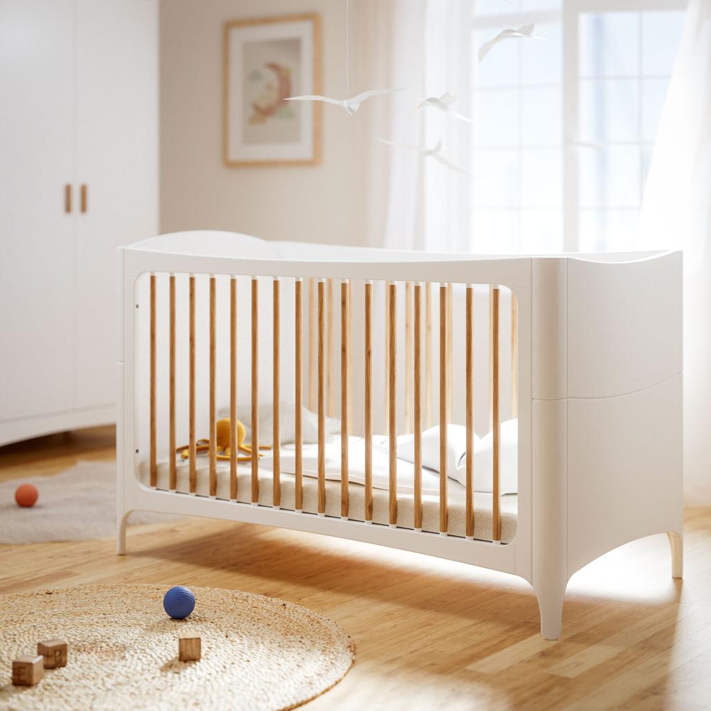 NÉRÉE Neige Evolutive Bed 70 x 140 CM - From Crib to Junior Bed