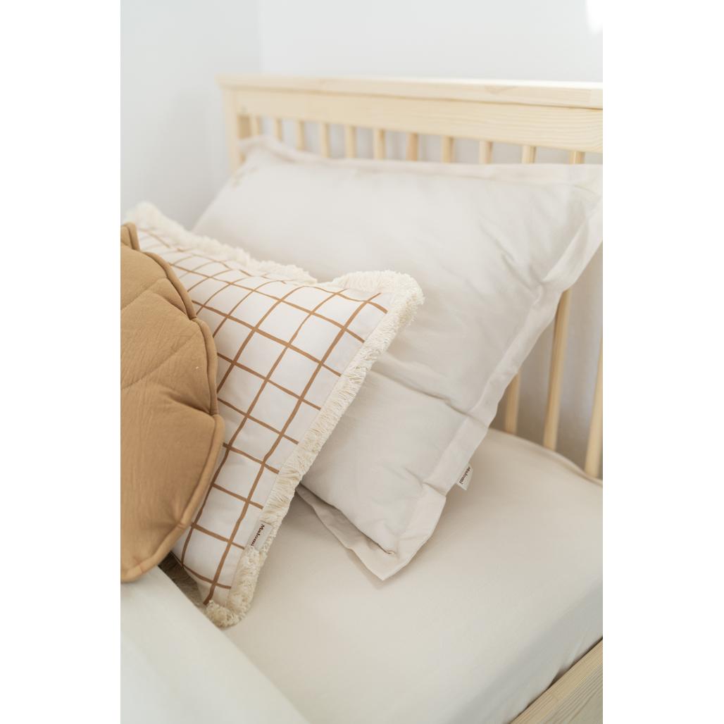 Camel Check Decorative Fringe Cushion by Malomi Kids