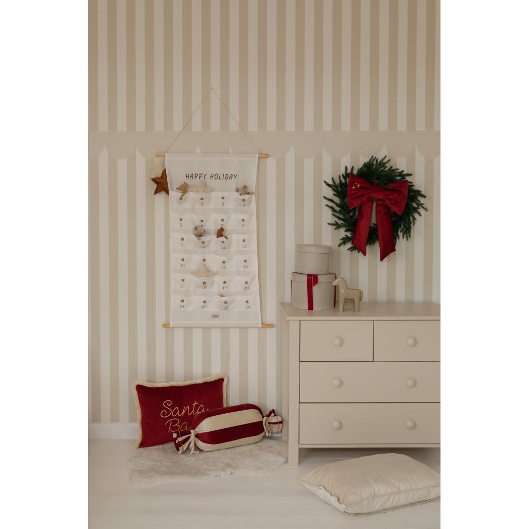 Personalised Velvet Christmas Cushion Carmin Red by Malomi Kids