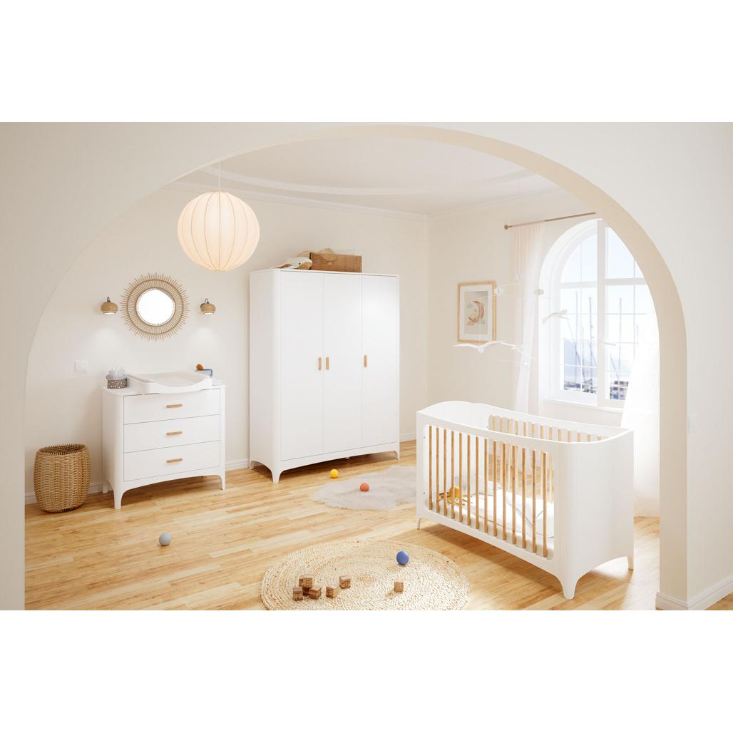 NÉRÉE Neige Evolutive Bed 60 x 120 CM - From Crib to Toddler Bed