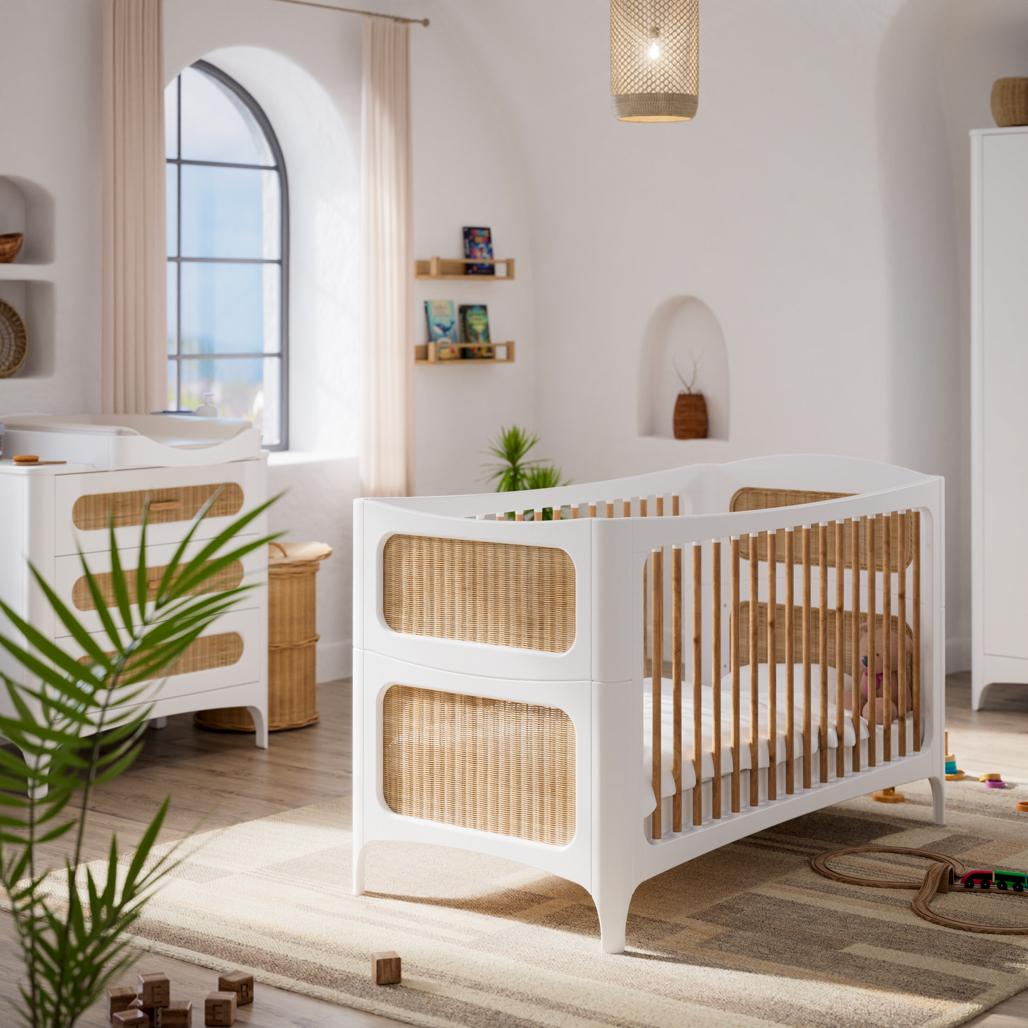 NÉRÉIDES Neige Evolutive Bed 70 x 140 CM - From Crib to Junior Bed