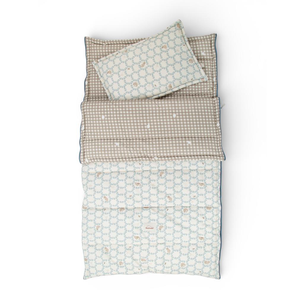 Blue Cottage Sleeping Bag with Pillow by Malomi Kids