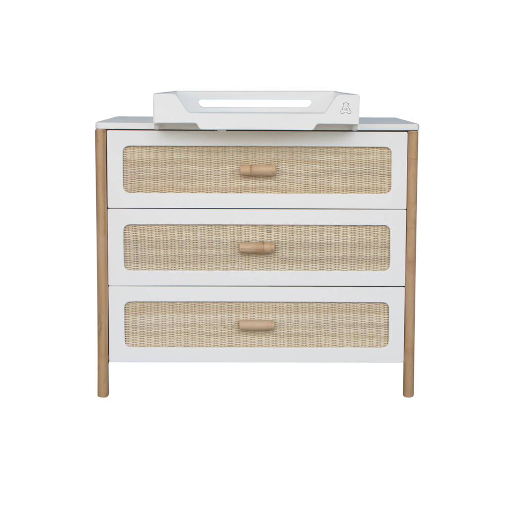 Oceania Chest of Drawers - White & Rattan
