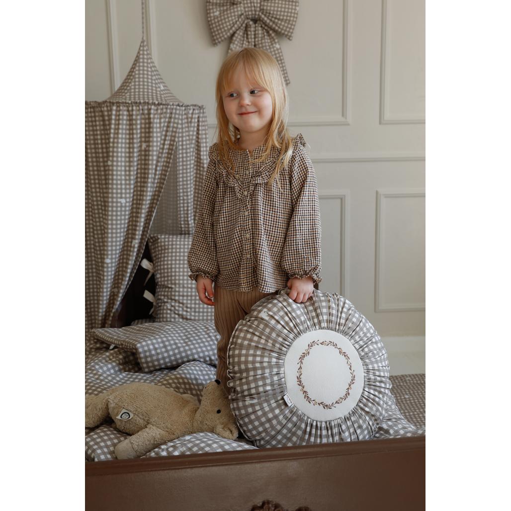 Countryside Check Round Boho Cushion by Malomi Kids