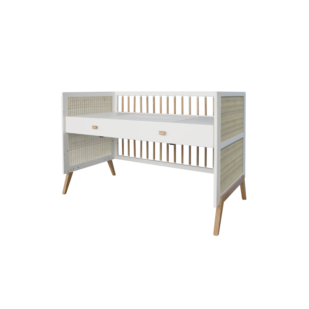 Marelia Multi-Evolutive Bed Rattan 70 x 140 - Neige