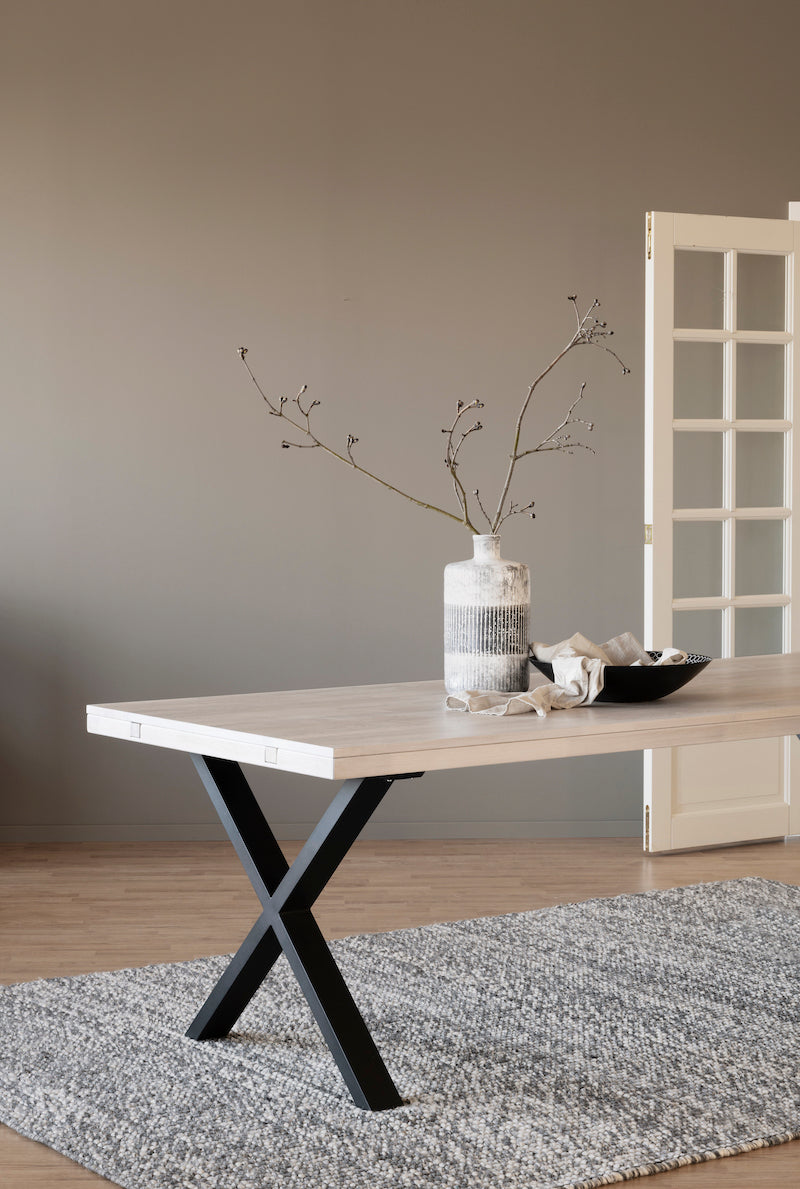 Rowico BROOKLYN X Legs Whitewashed Oak Dining Table 220/320CM