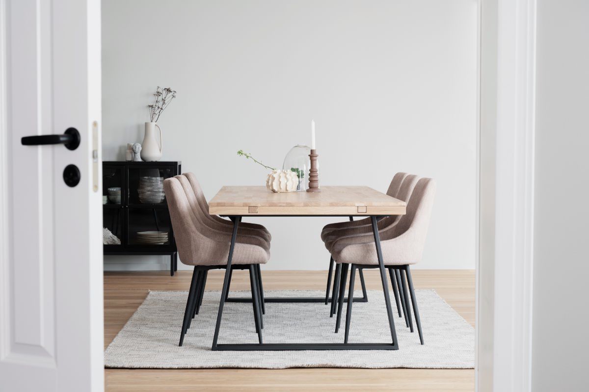 Esstisch BROOKLYN mit U-Beinen, weißgekalkte Eiche, 220/320 cm, ROWICO