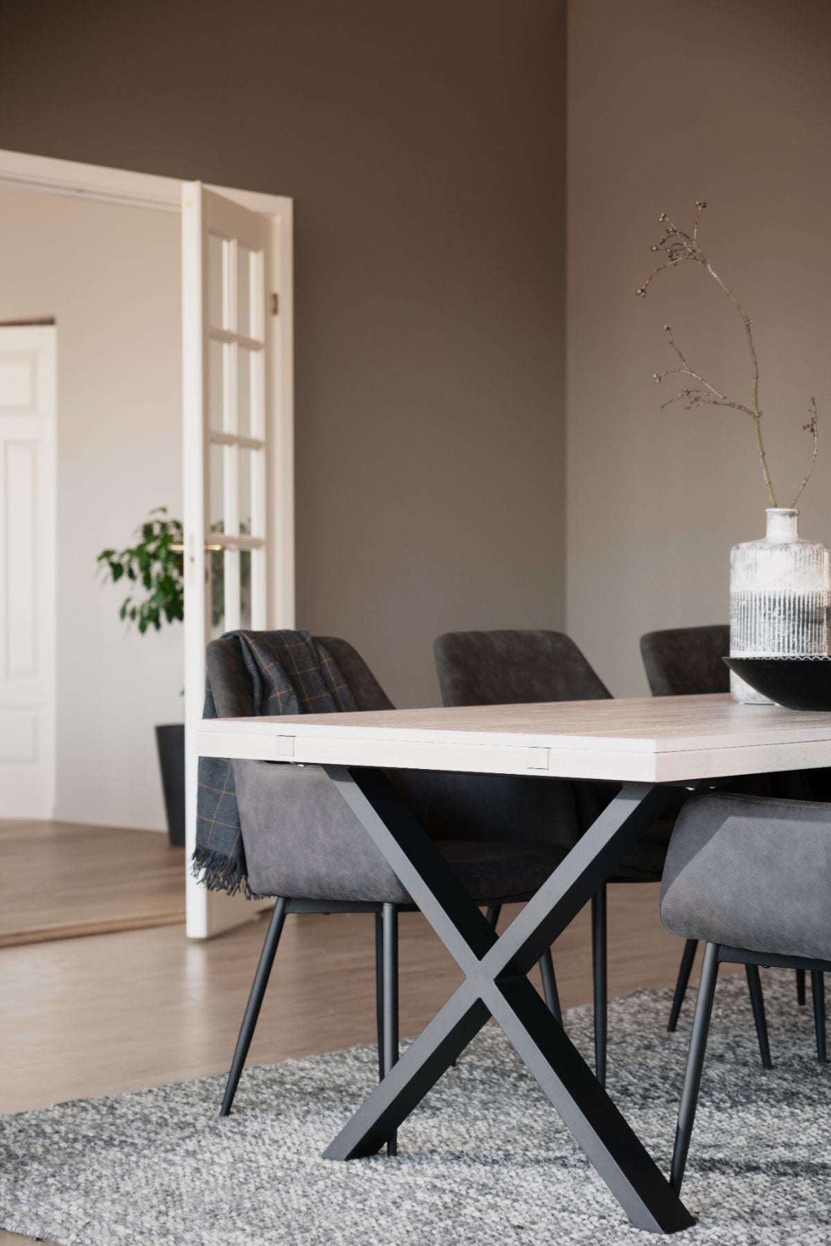 Rowico BROOKLYN X Legs Whitewashed Oak Dining Table 220/320CM