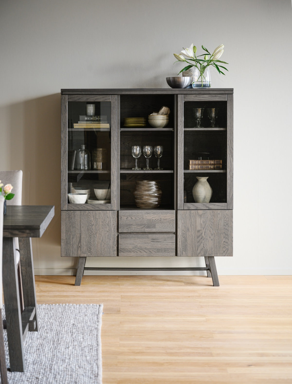 BROOKLYN Eichenvitrine 130 CM ROWICO