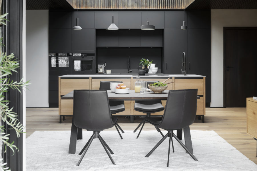 LOWELL Set mit 2 Drehstühlen aus Leder