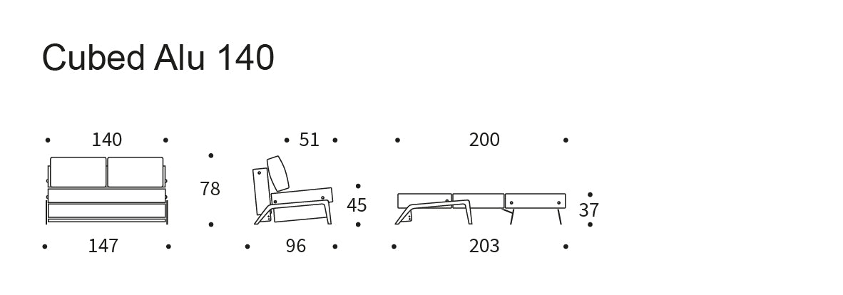 Innovation Living CUBED Aluminium Sofa Bed 140CM