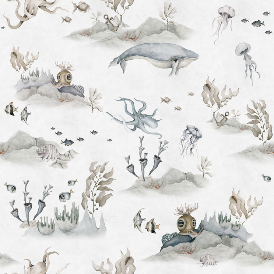 Underwater World White Wallpaper