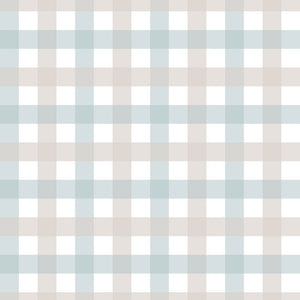 Provence check beige blue small Wallpaper