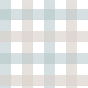 Provence check beige blue medium Wallpaper