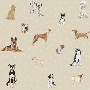 Dogs are The Best Beige with Dots Wallpaper