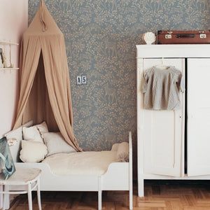 Forest animals and fairytale blue Wallpaper