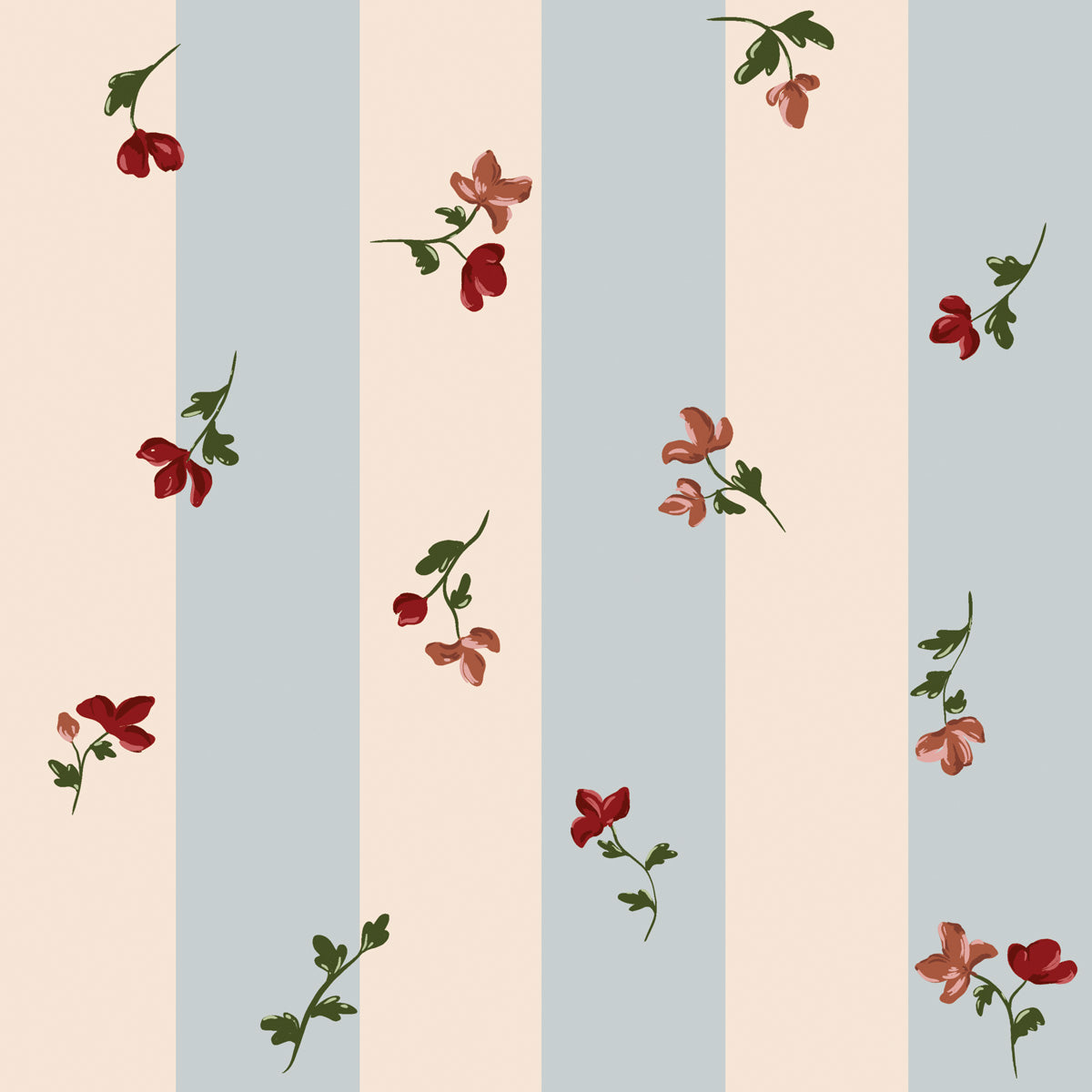 Paris Flowers Stripes Wallpaper