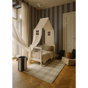 Wide stripes classy brown and misty blue Wallpaper