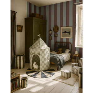 Wide stripes classy brown and misty blue Wallpaper