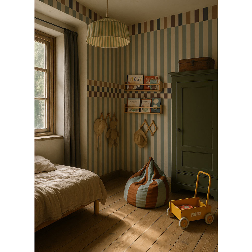 Stripes happy green and 3 colours Wallpaper