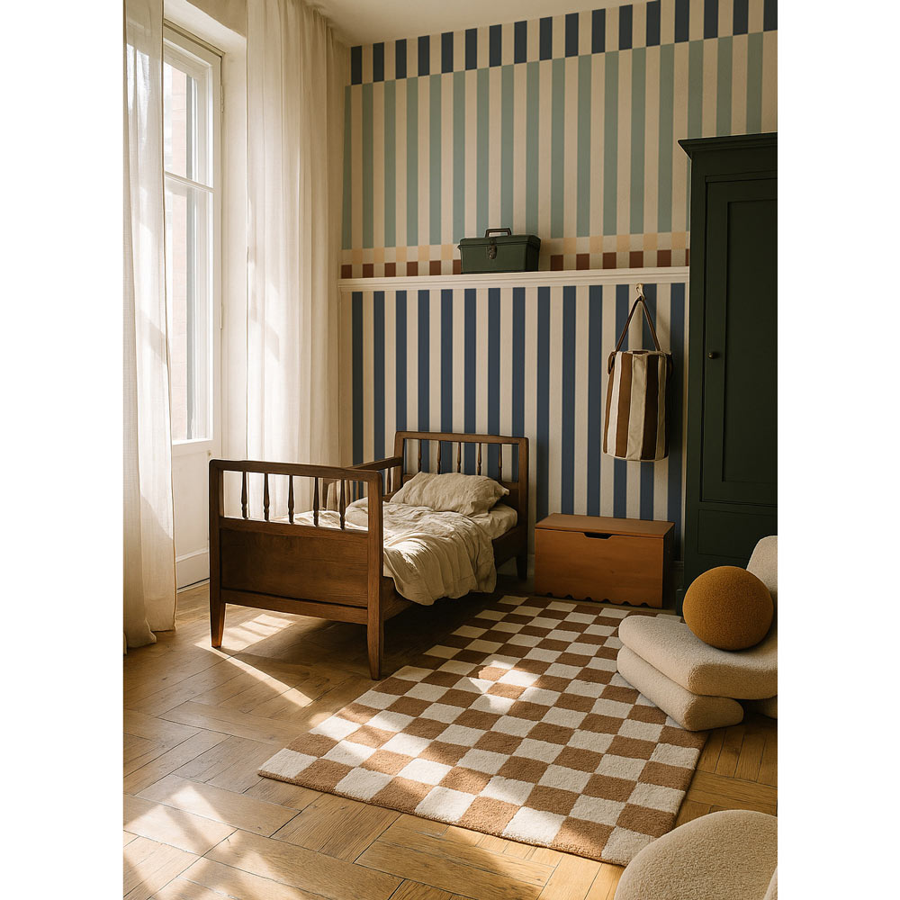 Stripes happy 2 colours navy blue and mint Wallpaper