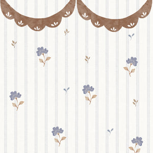Delicate retro flowers with ornament Wallpaper