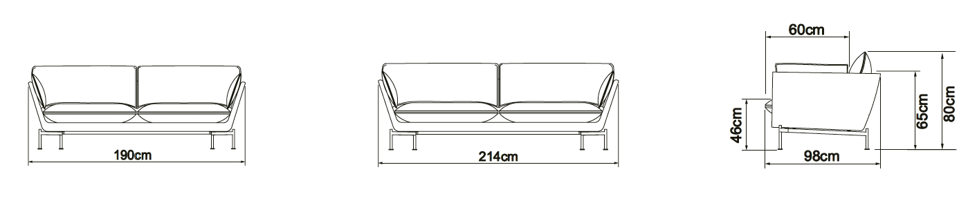 HASLE LUX 3-Sitzer-Sofa 215CM