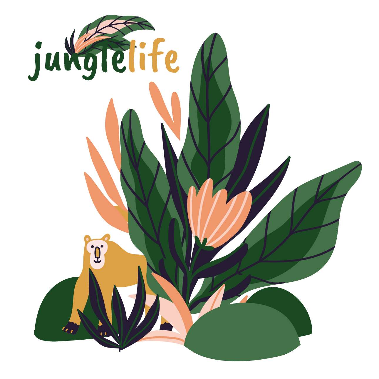 Jungle Life Monkey Aufkleber - 70 x 75 cm