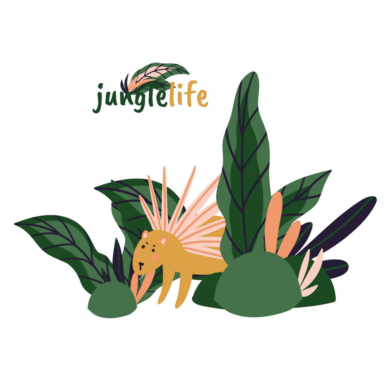 Jungle Life Stachelschwein Aufkleber - 100 x 75 cm