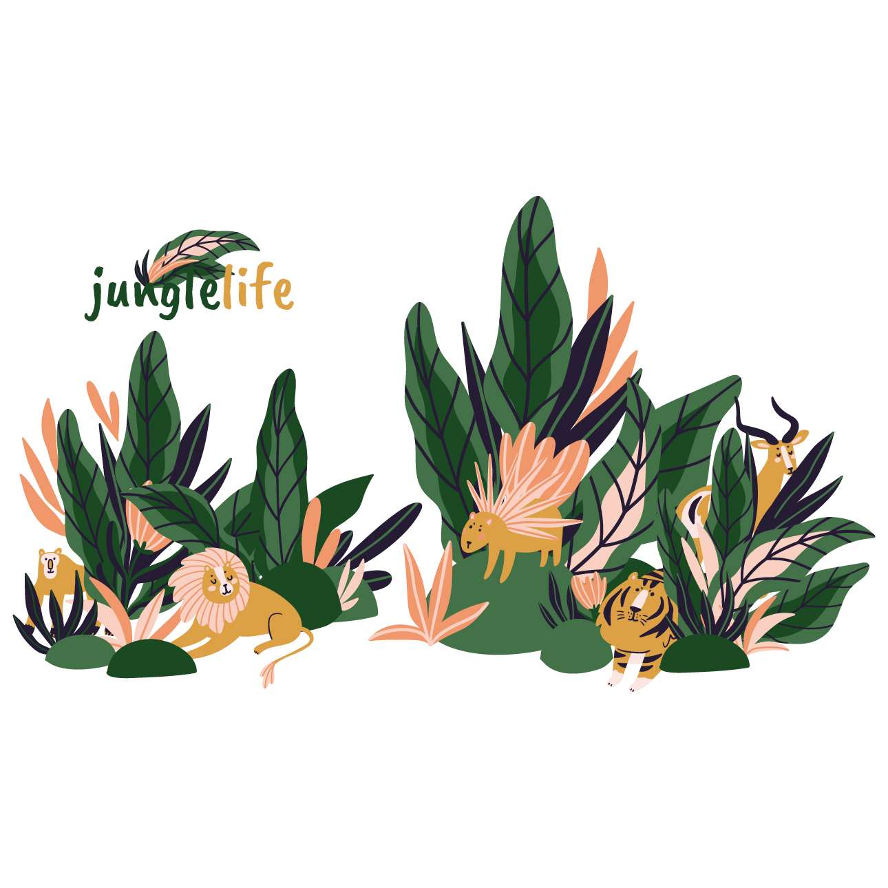 Jungle Life Aufkleber-Set - 120 x 70 cm