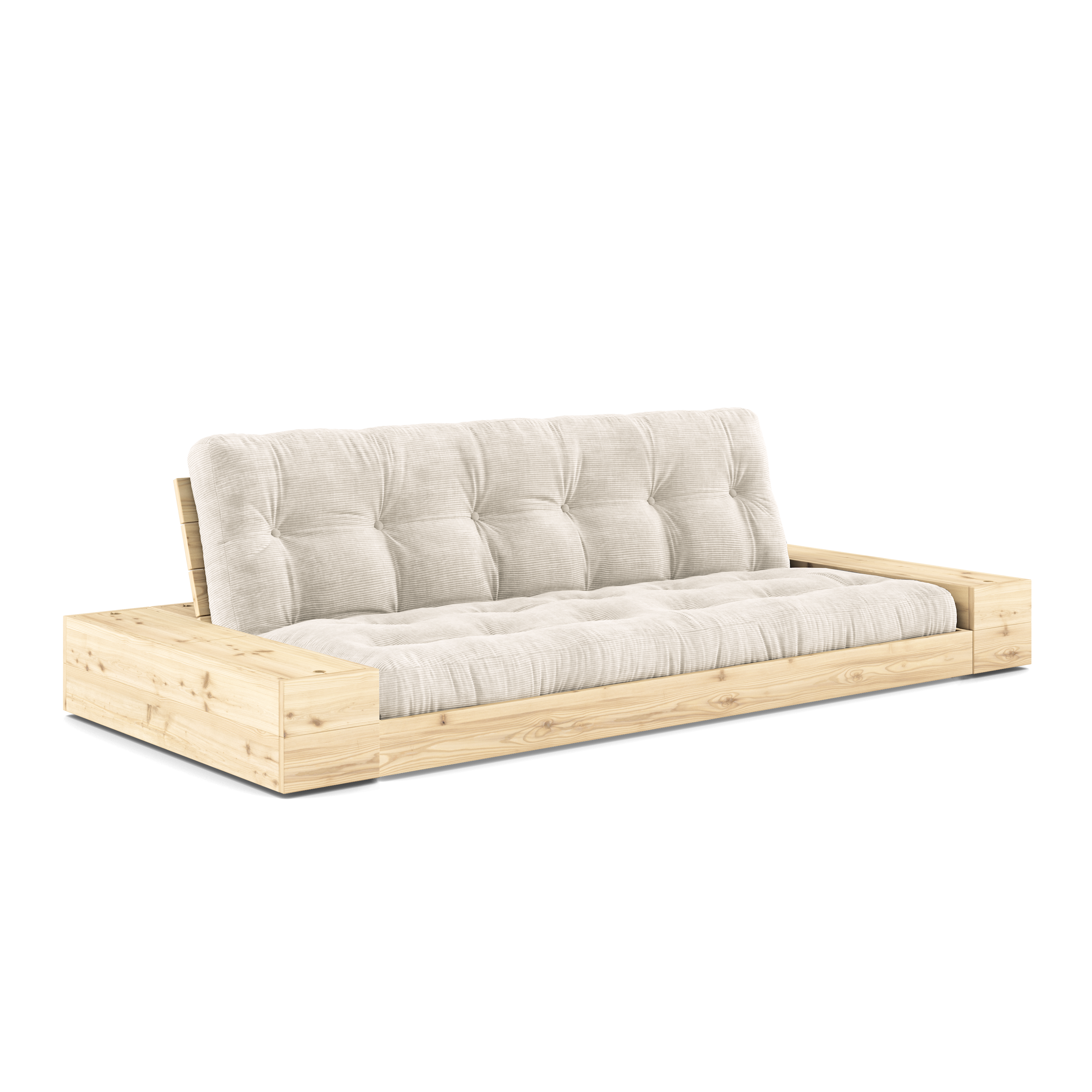 BASE Sofa bed 244 cm (with 2 sideboxes) in Clear Lacquered Pine — Karup Design