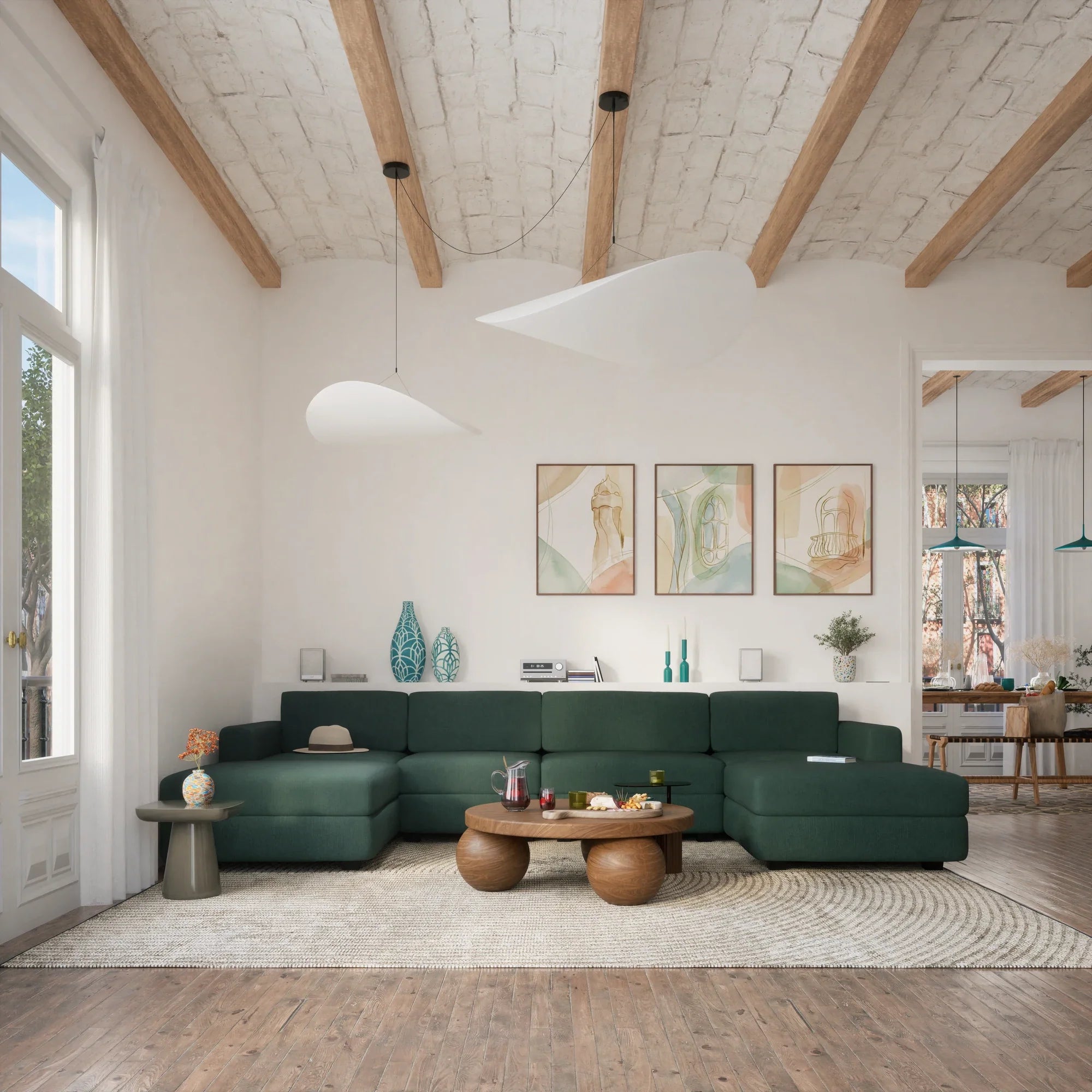 Modular Sofa GRACIA - Large Pouf Module - Green