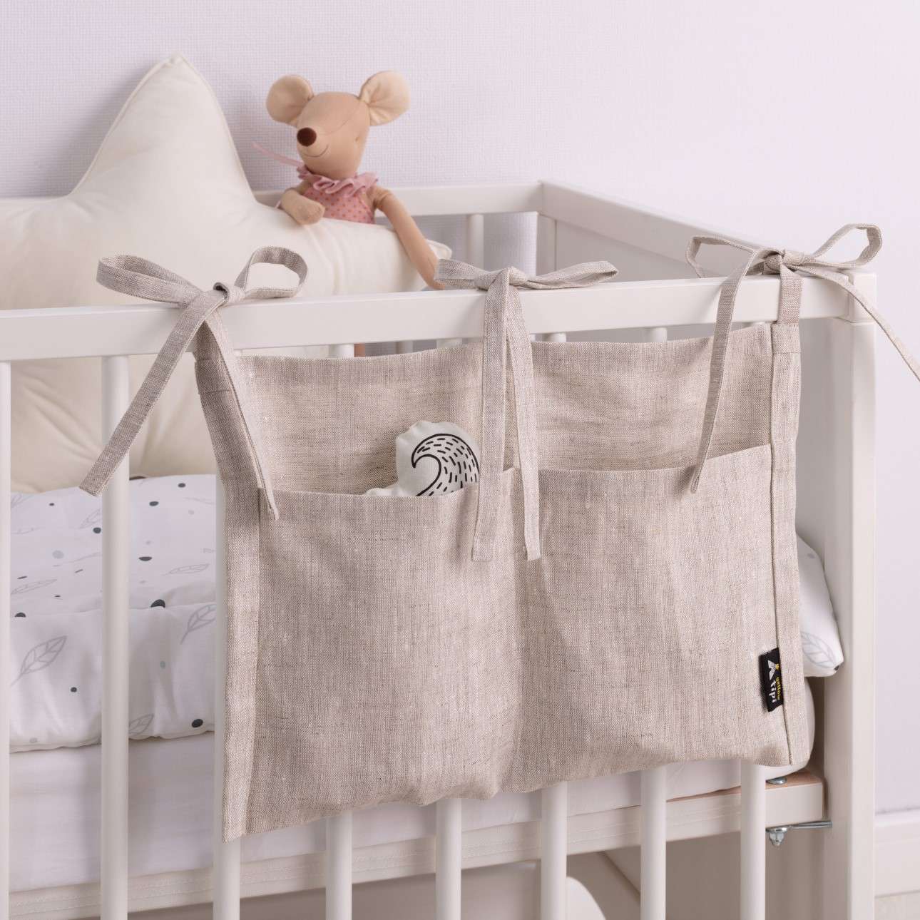 Organizer für das Kinderbett Leinen Beige - 47x30cm - beige