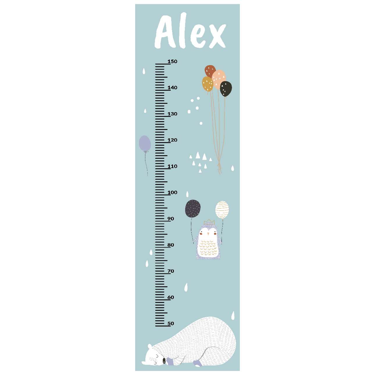 Zoo Party Grow Chart Blue - 40 x 140 cm