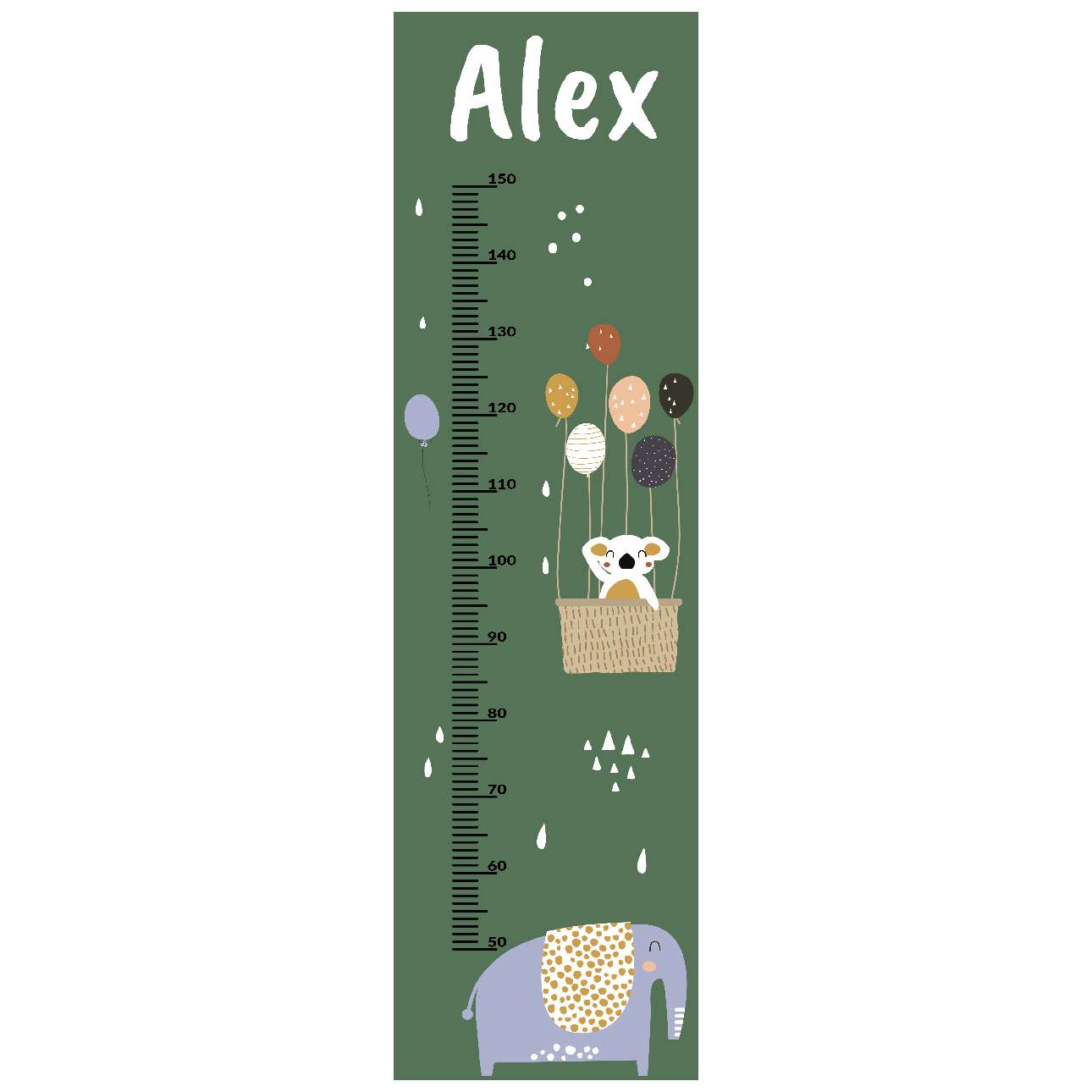 Zoo Party Grow Chart Grün - 40 x 140 cm