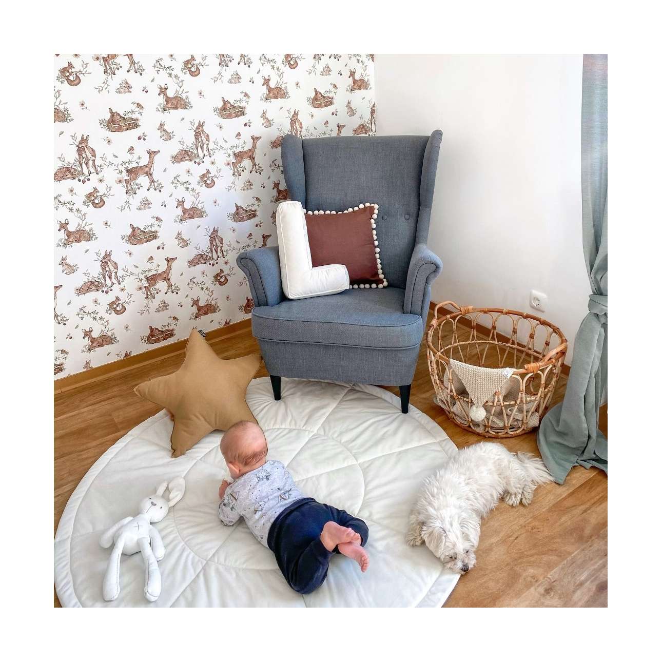 Runde Matte - 130 cm (Posh Velvet) - olivgrün
