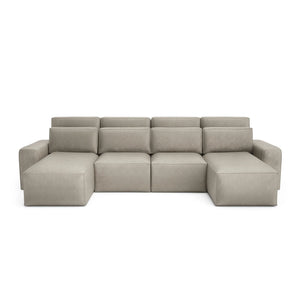 Corner Sofa Bed JORDAAN - U shape - Cream