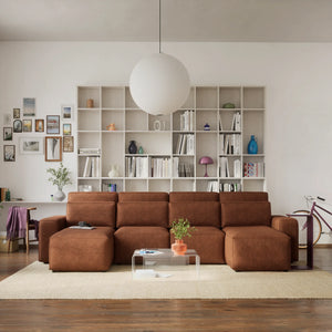 Corner Sofa Bed JORDAAN - U shape - Brick