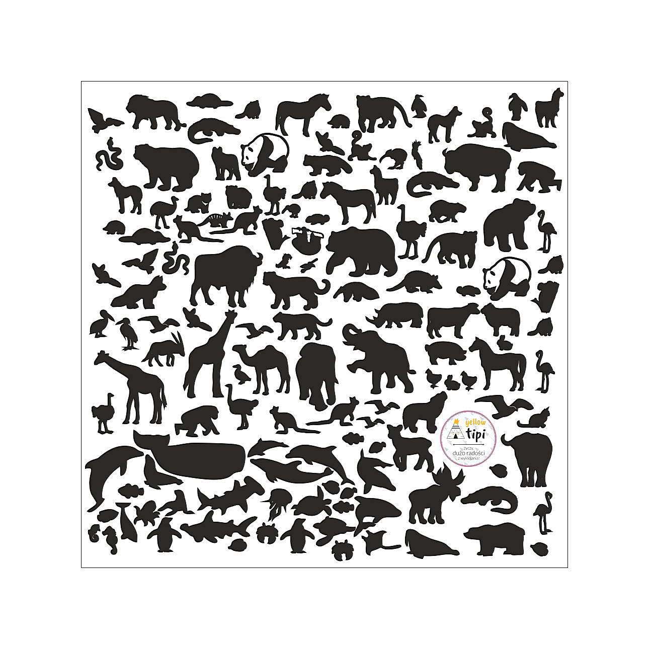Welttiere Schwarz - 60x60CM