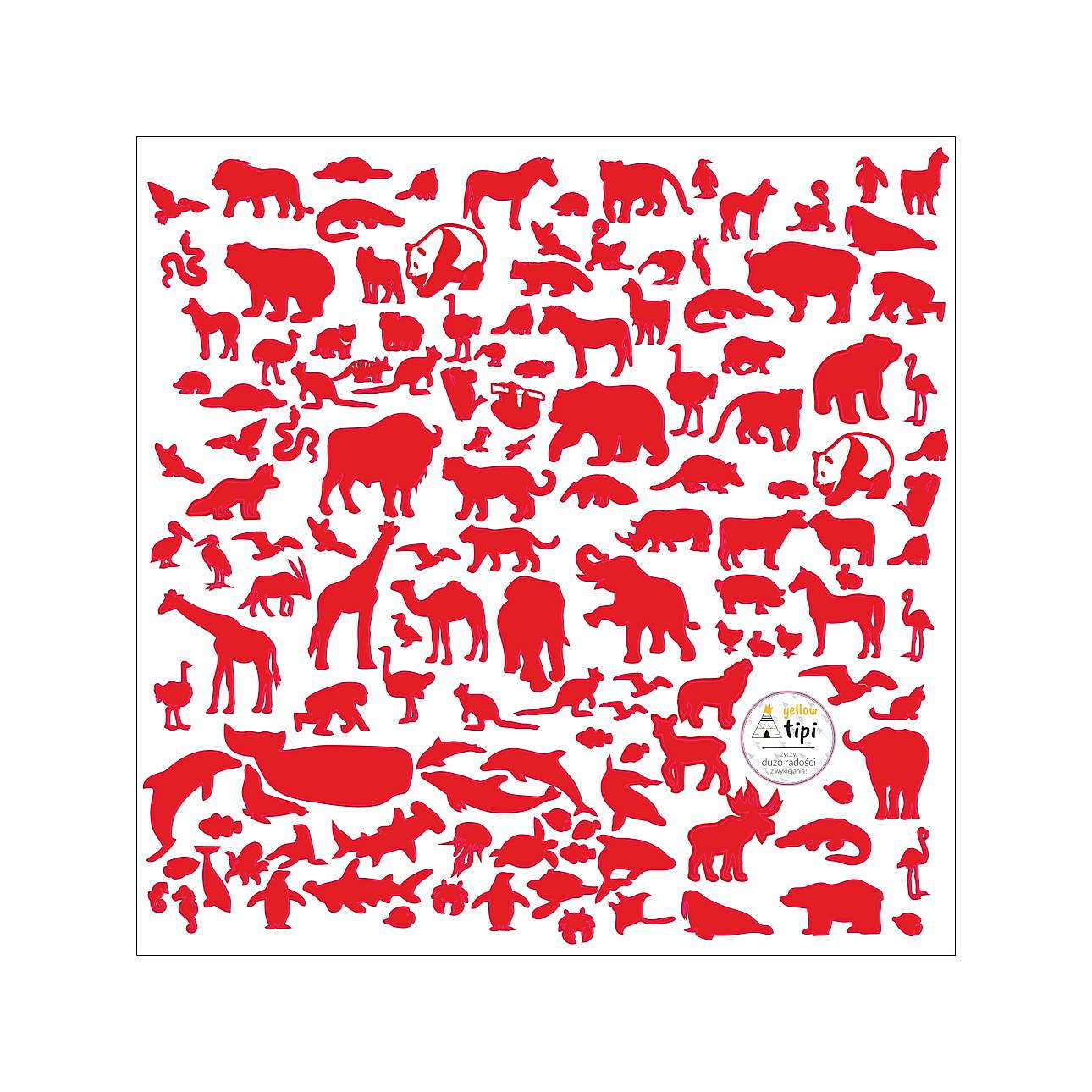 Welttiere Rot - 60x60CM