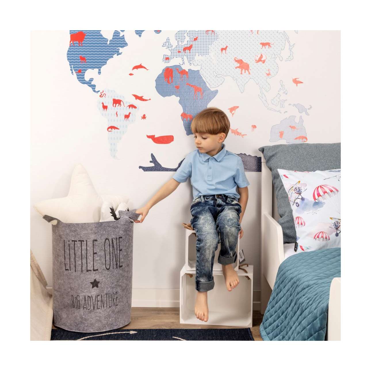 World Map Blue Sticker - 155x88CM