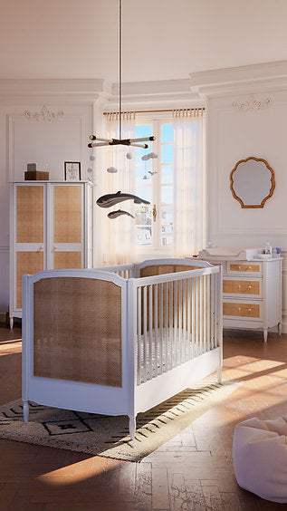 HERMIONE NEIGE Evolutive Bed 70 × 140 cm – From Crib to Junior Bed
