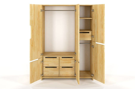 BERGMAN Pine 3 Door Wardrobe with 5 Drawers