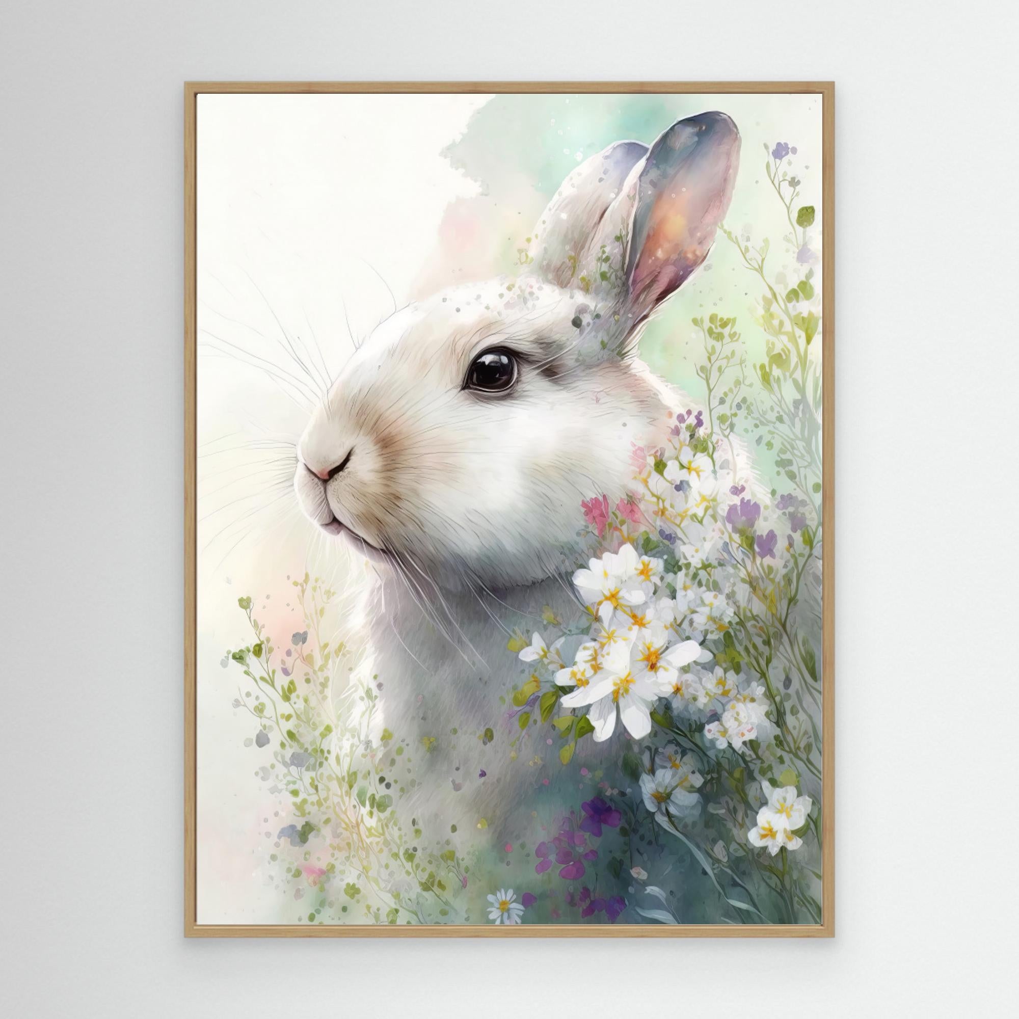 Rabbit and Flowers 1 by Bilge Paksoylu