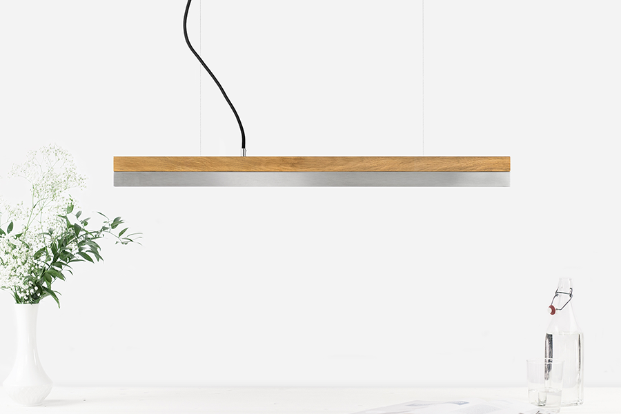 [C2o] Oak Wood & Stainless Steel Pendant 92CM