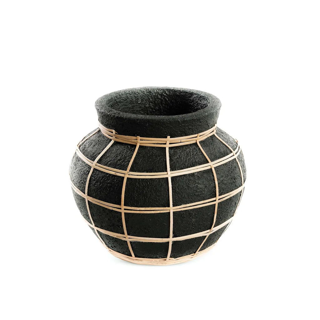 Die Belly Vase - Schwarz Natur - S