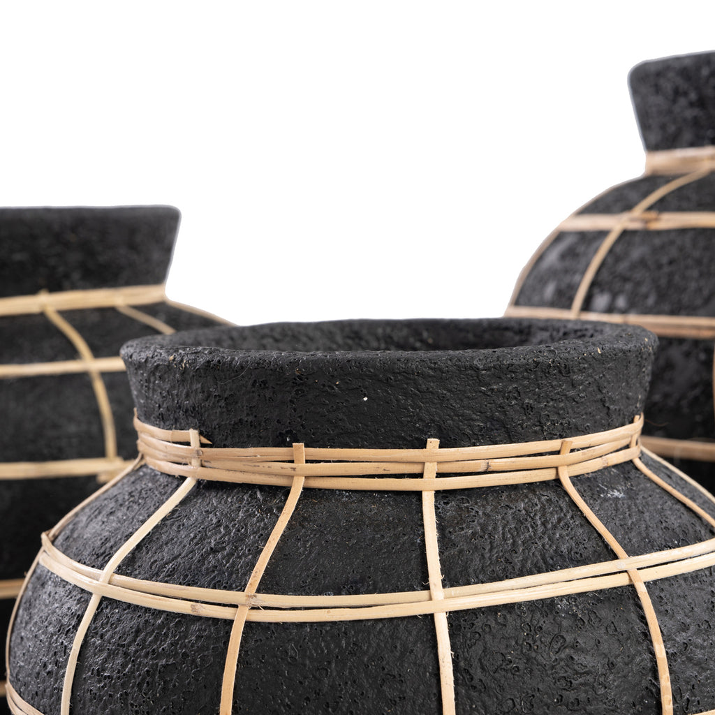 Die Belly Vase - Schwarz Natur - S